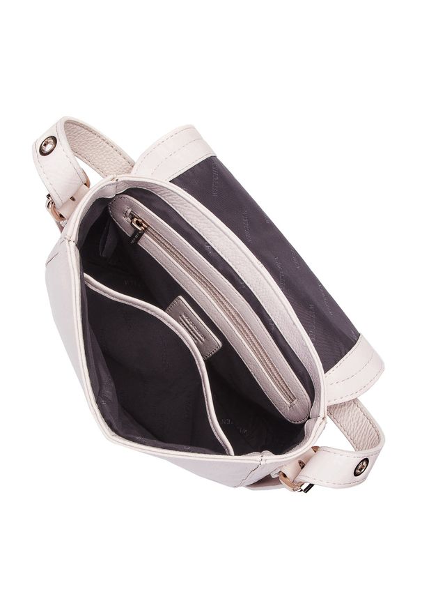 Wittchen - Damska listonoszka skórzana saddle bag. Kolor: kremowy. Wzór: haft, aplikacja. Dodatki: z haftem. Materiał: skórzane. Styl: klasyczny, elegancki, retro