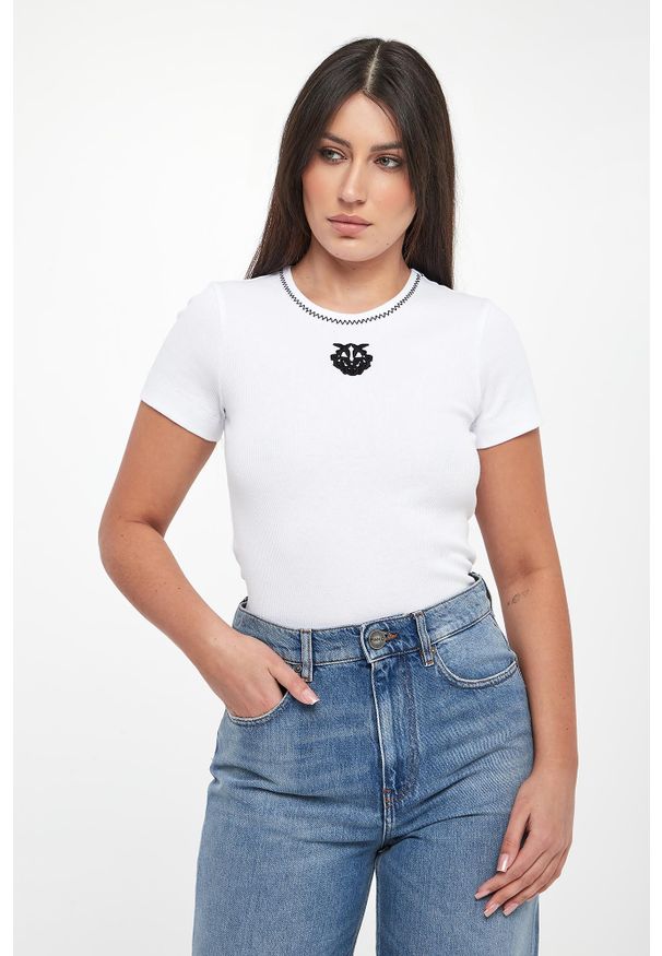 Pinko - T-shirt damski z logo Brugherio PINKO