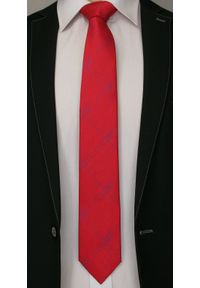Czerwony Elegancki Krawat -Angelo di Monti- 7 cm, Męski, w Przetartą Granatową Kratkę. Kolor: niebieski, czerwony, wielokolorowy. Wzór: kratka. Styl: elegancki #2