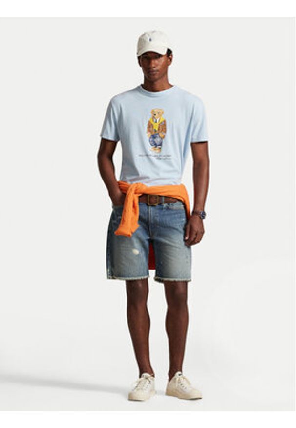 Polo Ralph Lauren T-Shirt 710P07347001 Błękitny Regular Fit. Typ kołnierza: polo. Kolor: niebieski. Materiał: bawełna