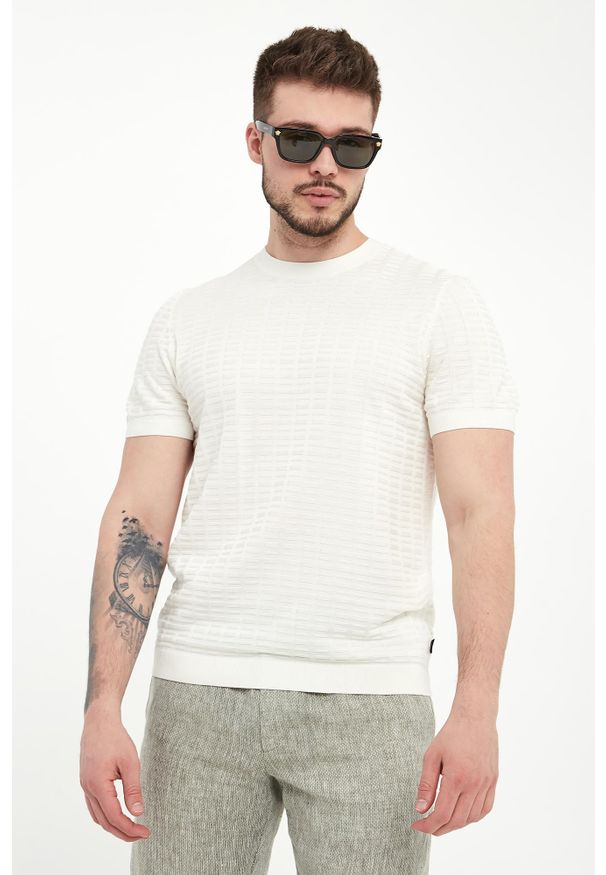 T-shirt męski dzianinowy Theor JOOP!. Materiał: dzianina