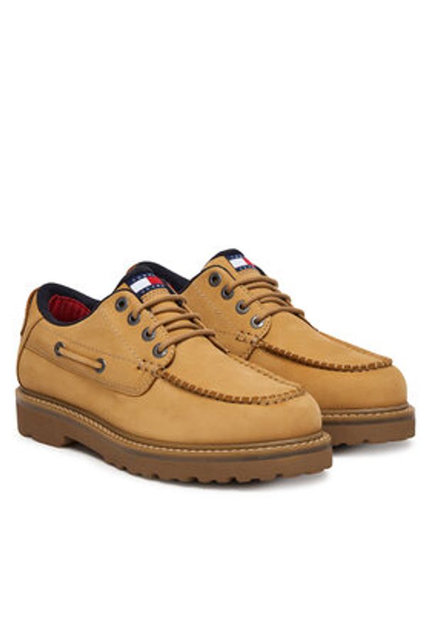 Tommy Jeans Półbuty Archive '01 Boat Shoe EM0EM01703 Żółty. Kolor: żółty. Materiał: skóra