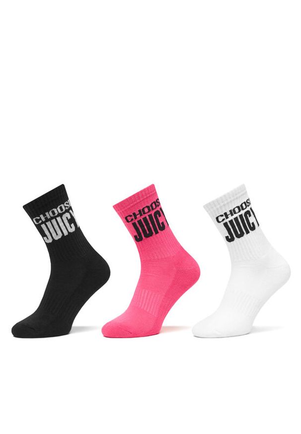 Juicy Couture Zestaw 3 par wysokich skarpet damskich JCAXS125707 Kolorowy. Materiał: materiał, bawełna. Wzór: kolorowy