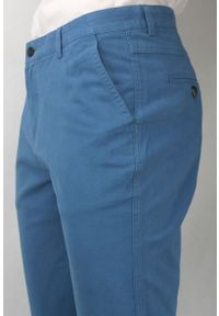 Ezreal - Niebieskie Casualowe Spodnie Męskie, Bawełniane, Chinos -EZREAL- Zwężane Nogawki. Okazja: na co dzień. Kolor: niebieski. Materiał: bawełna. Styl: casual #3