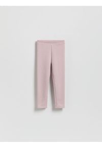 Reserved - Ocieplane legginsy - fioletowy. Kolor: fioletowy. Materiał: bawełna, dzianina #1