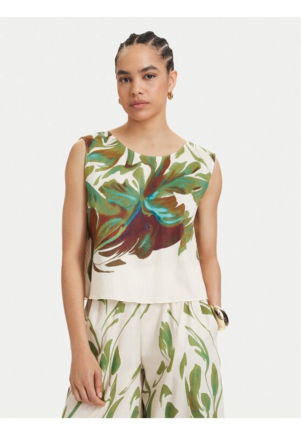 ACCESS FASHION Top 63-2078-0250 Kremowy Regular Fit. Kolor: kremowy. Materiał: bawełna
