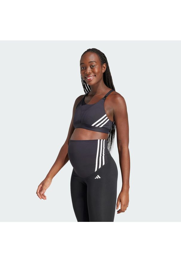 Adidas - Biustonosz Powerimpact Luxe Medium-Support Maternity. Kolekcja: moda ciążowa. Kolor: czarny. Materiał: materiał. Sport: fitness