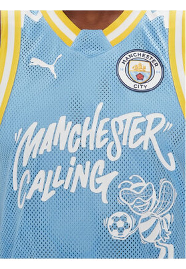 Puma Tank top Hoops Manchester City 631693 Błękitny Regular Fit. Kolor: niebieski. Materiał: syntetyk