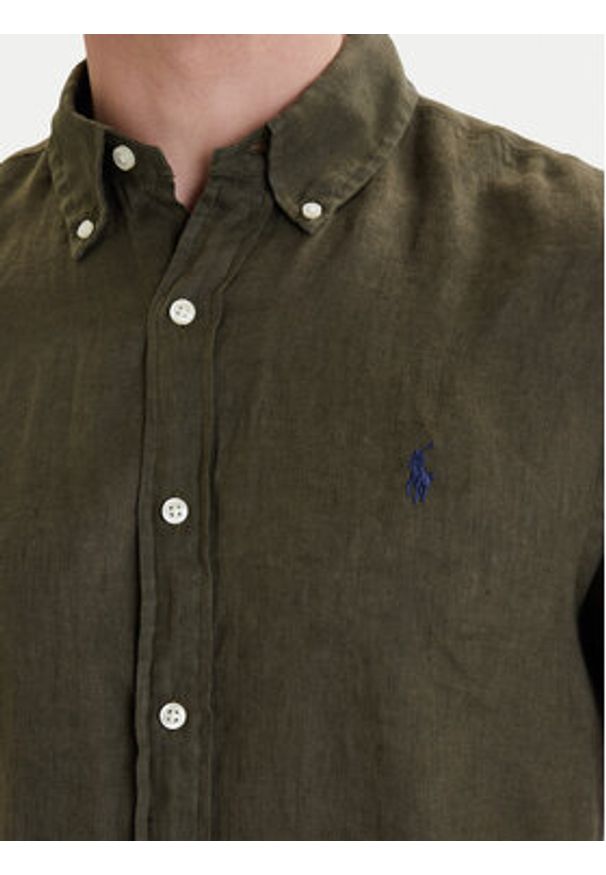 Polo Ralph Lauren Koszula 710968912503 Zielony Regular Fit. Typ kołnierza: polo. Kolor: zielony. Materiał: len