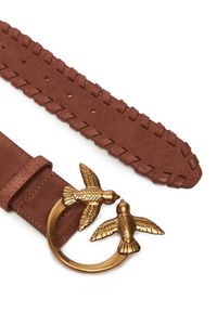 Pinko - PINKO Pasek Damski Love Berry Weaving Belt H4 20252 PLT01 105461.A2QG Brązowy. Kolor: brązowy. Materiał: zamsz, skóra #3