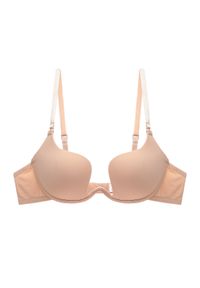 Intica - Biustonosz do dekoltów z dyskretnym wykończeniem i wsparciem Aricijana. Kolor: beżowy. Materiał: materiał, skóra