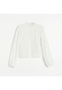 Reserved - Elegancka koronkowa bluzka - Biały. Kolor: biały. Materiał: koronka. Styl: elegancki #1