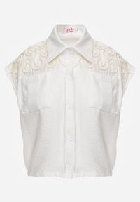 Born2be - Biała Wiskozowa Koszula Boho Bez Rękawów ze Ściągaczem w Pasie Limopise. Okazja: na co dzień. Typ kołnierza: kołnierzyk klasyczny. Kolor: biały. Materiał: wiskoza. Długość rękawa: bez rękawów. Wzór: gładki. Sezon: lato. Styl: boho #3