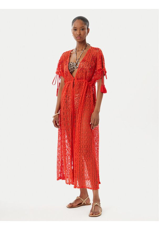 Iconique Sukienka plażowa Temptation IC26-119 Czerwony Regular Fit. Okazja: na plażę. Kolor: czerwony. Materiał: syntetyk