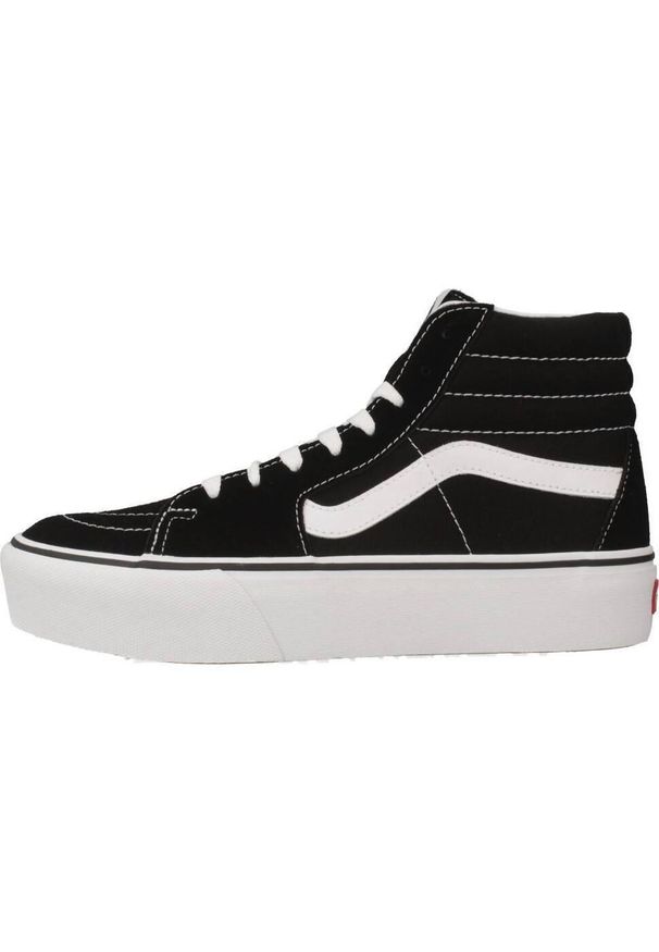 Buty do chodzenia damskie Vans SK8HI Platform 2. Kolor: czarny, wielokolorowy, biały. Materiał: syntetyk, materiał, tkanina, guma. Obcas: na platformie. Model: Vans SK8. Sport: turystyka piesza