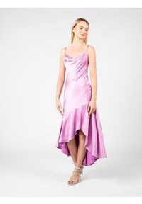 Pinko Sukienka "La Rosas" | 100033 Z345 | Kobieta | Różowy. Kolor: różowy. Materiał: poliester. Długość rękawa: na ramiączkach. Wzór: gładki. Sezon: lato. Typ sukienki: asymetryczne. Długość: maxi #1