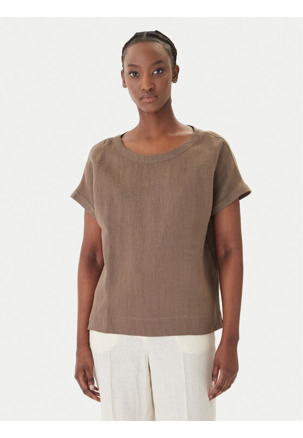 Marella T-Shirt Geyser 2615111132 Beżowy Regular Fit. Kolor: beżowy. Materiał: len