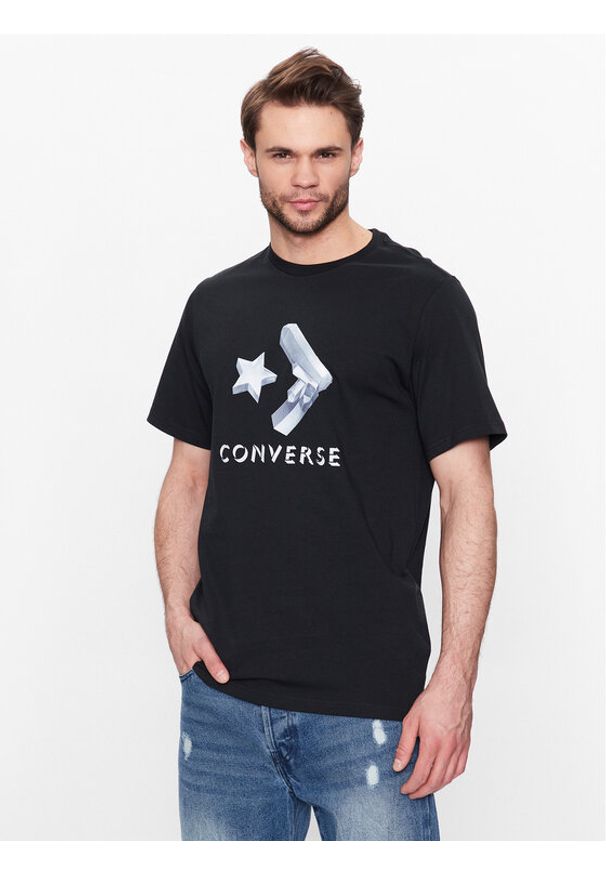 Converse T-Shirt Crystallized Star Chevron 10024596 Czarny Regular Fit. Kolor: czarny. Materiał: bawełna