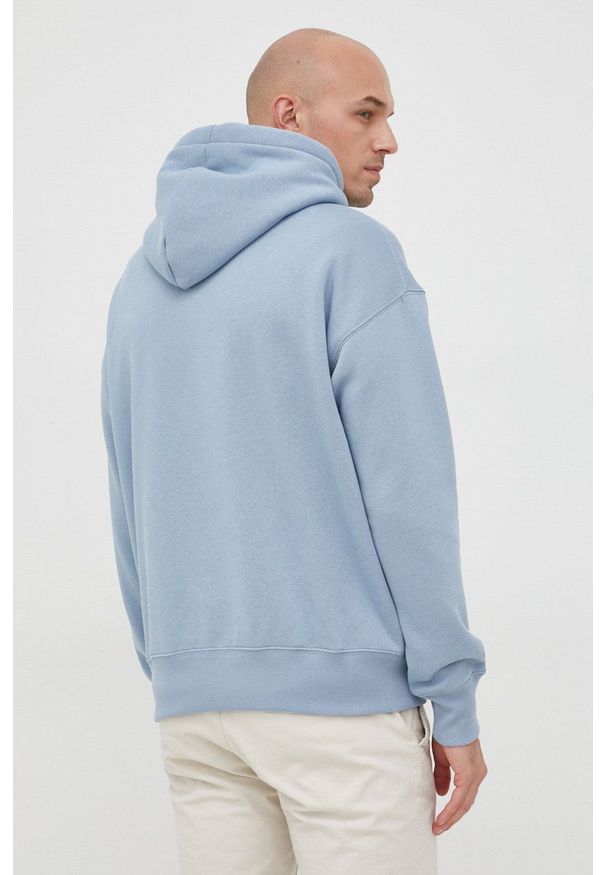 G-Star RAW - G-Star Raw bluza męska kolor szary z kapturem gładka. Typ kołnierza: kaptur. Kolor: niebieski. Materiał: poliester. Wzór: gładki