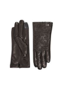 Calvin Klein Rękawiczki Damskie Re-Lock Emb/Deb Leather Gloves K60K611165 Czarny. Kolor: czarny. Materiał: skóra