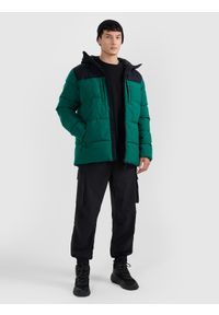 4f - 4F Kurtka puchowa z wypełnieniem syntetycznym męska - zielona XXL. Okazja: na co dzień. Typ kołnierza: kaptur. Kolor: turkusowy. Materiał: puch, syntetyk. Styl: casual #2