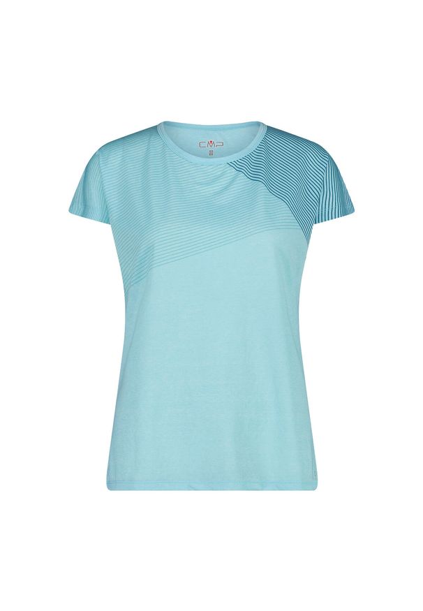 Damska koszulka w paski CMP. Kolor: niebieski. Wzór: paski. Sport: turystyka piesza