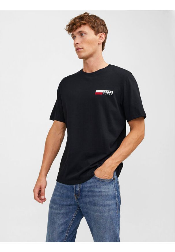 Jack & Jones - Jack&Jones T-Shirt Corp 12233999 Czarny Standard Fit. Kolor: czarny. Materiał: bawełna