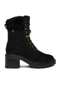 TOMMY HILFIGER - Tommy Hilfiger Trzewiki Th Shearling Lace Up Boot FW0FW08999 Czarny. Kolor: czarny. Materiał: skóra