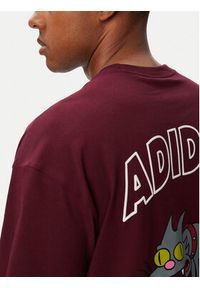 Adidas - adidas T-Shirt Snowball Graphic LG5065 Bordowy Oversize. Kolor: czerwony. Materiał: bawełna #4