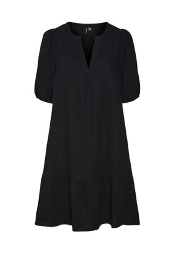 Vero Moda Sukienka codzienna Natali 10279682 Czarny Regular Fit. Okazja: na co dzień. Kolor: czarny. Materiał: bawełna. Typ sukienki: proste. Styl: casual