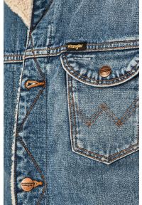 Wrangler - Kurtka jeansowa. Kolor: niebieski. Materiał: jeans. Wzór: gładki #5