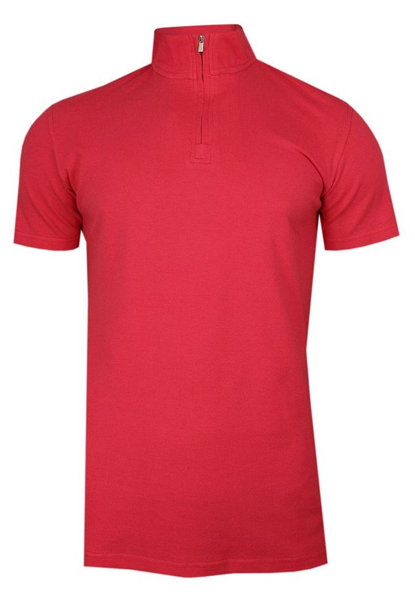 Chiao - Różowa Koszulka Polo ze Stójką -CHIAO- 100% Bawełna, Męska, Krótki Rękaw, na Zamek. Typ kołnierza: kołnierzyk stójkowy, polo. Kolor: różowy. Materiał: bawełna. Długość rękawa: krótki rękaw. Długość: krótkie