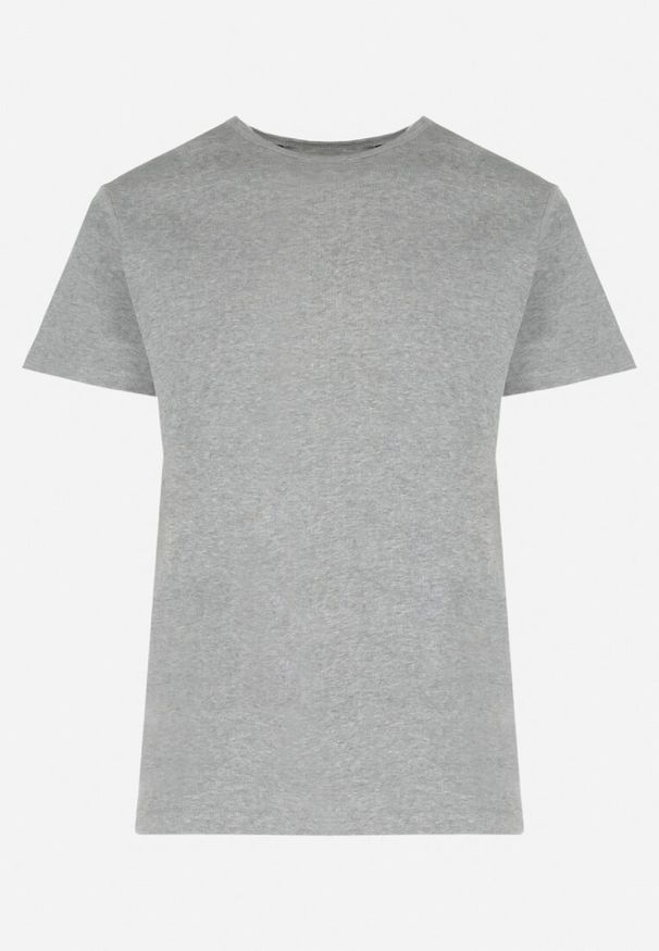 Born2be - Szara Bawełniana Koszulka z Krótkim Rękawem i Okrągłym Dekoltem Adeliz. Okazja: na co dzień, na spotkanie biznesowe. Kolor: szary. Materiał: bawełna. Długość rękawa: krótki rękaw. Długość: krótkie. Styl: klasyczny, casual, biznesowy, elegancki