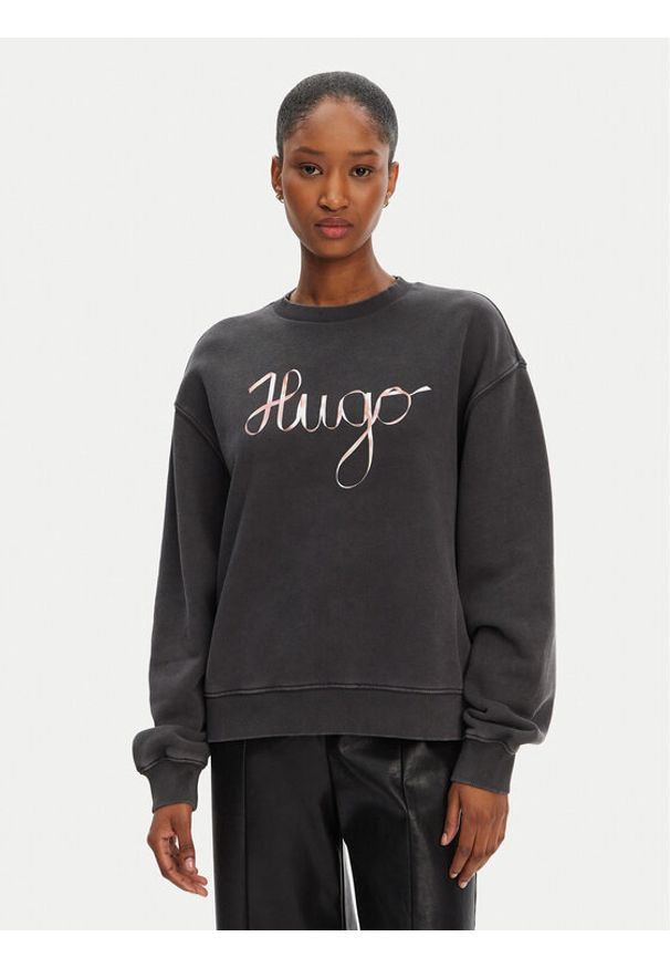 Hugo - HUGO Bluza Deroxina_4 50545198 Szary Oversize. Kolor: szary. Materiał: bawełna