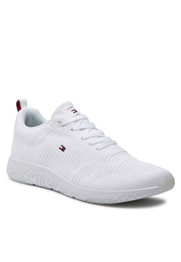 TOMMY HILFIGER - Tommy Hilfiger Sneakersy Corporate Knit Rib Runner FM0FM02838 Biały. Kolor: biały. Materiał: materiał