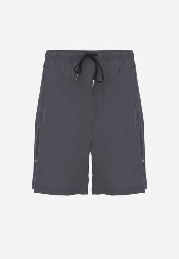 Born2be - Szare Szorty w Sportowym Stylu ze Sznurkami i Zasuwanymi Kieszeniami Abateia. Okazja: na co dzień. Kolor: szary. Materiał: materiał. Wzór: napisy. Sezon: lato. Styl: sportowy