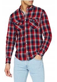 Lee - LEE REGULAR SHIRT MĘSKA KOSZULA MATERIAŁOWA W KRATĘ CORE RED L69HMEMN. Materiał: materiał