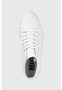 DC trampki damskie kolor biały. Nosek buta: okrągły. Zapięcie: sznurówki. Kolor: biały. Materiał: materiał, guma. Szerokość cholewki: normalna