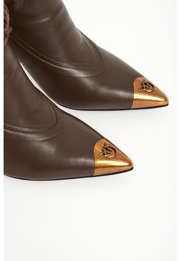 Pinko - Botki damskie skórzane Lucy 25 PINKO. Materiał: skóra