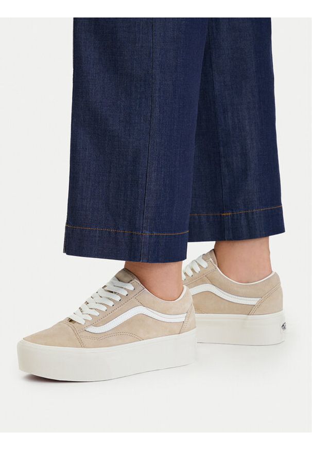Vans Tenisówki Old Skool Platform VN0009PZ4MG1 Beżowy. Kolor: beżowy. Materiał: skóra, zamsz. Obcas: na platformie
