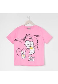 Sinsay - Koszulka oversize Tom i Jerry - Różowy. Kolor: różowy