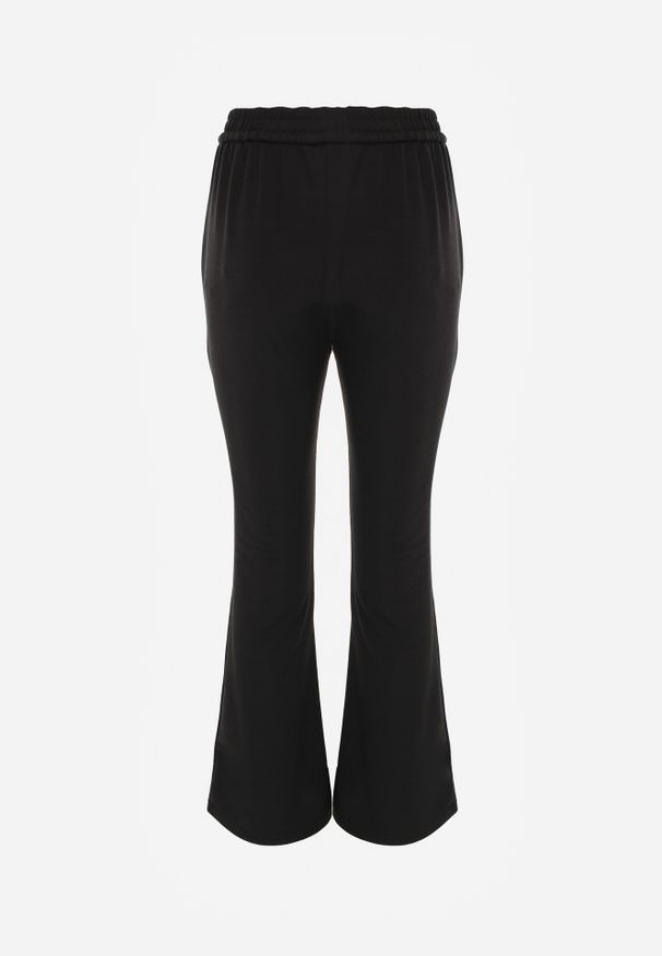 Renee - Czarne Dresowe Spodnie Flare z Gumką w Pasie Efranaria. Okazja: na co dzień. Kolor: czarny. Materiał: dresówka. Styl: casual