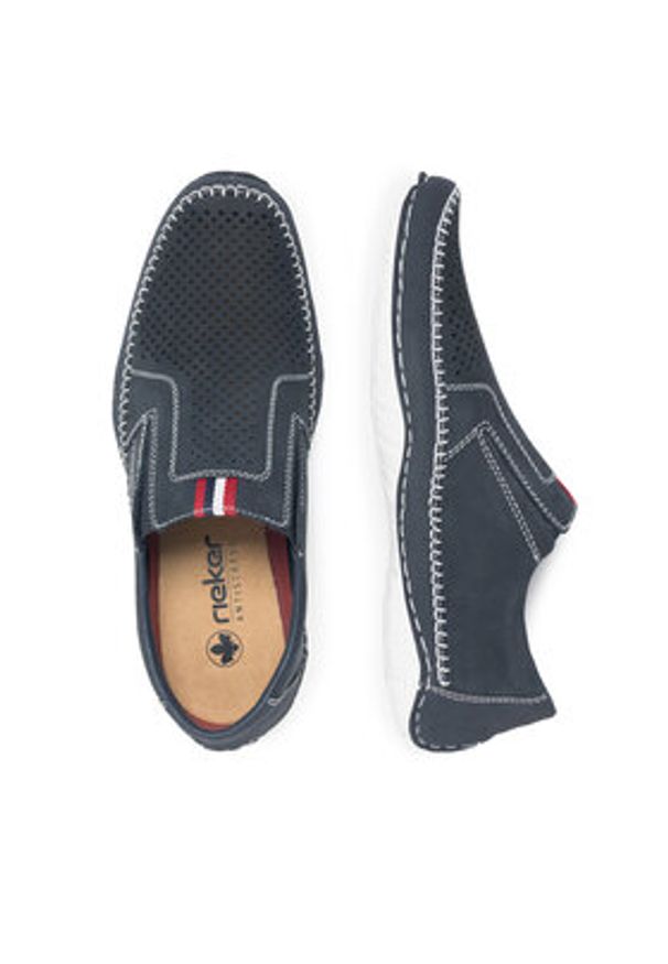 Rieker Półbuty 06351-14 Niebieski. Kolor: niebieski. Materiał: skóra