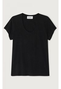 AMERICAN VINTAGE - Czarny t-shirt z krótkim rękawem American Vintage. Kolor: czarny. Materiał: materiał, wiskoza, bawełna. Długość rękawa: krótki rękaw. Długość: krótkie. Styl: vintage
