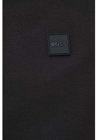 BOSS bluza męska kolor czarny gładka. Kolor: czarny. Materiał: dzianina, prążkowany. Długość rękawa: raglanowy rękaw. Wzór: gładki #5