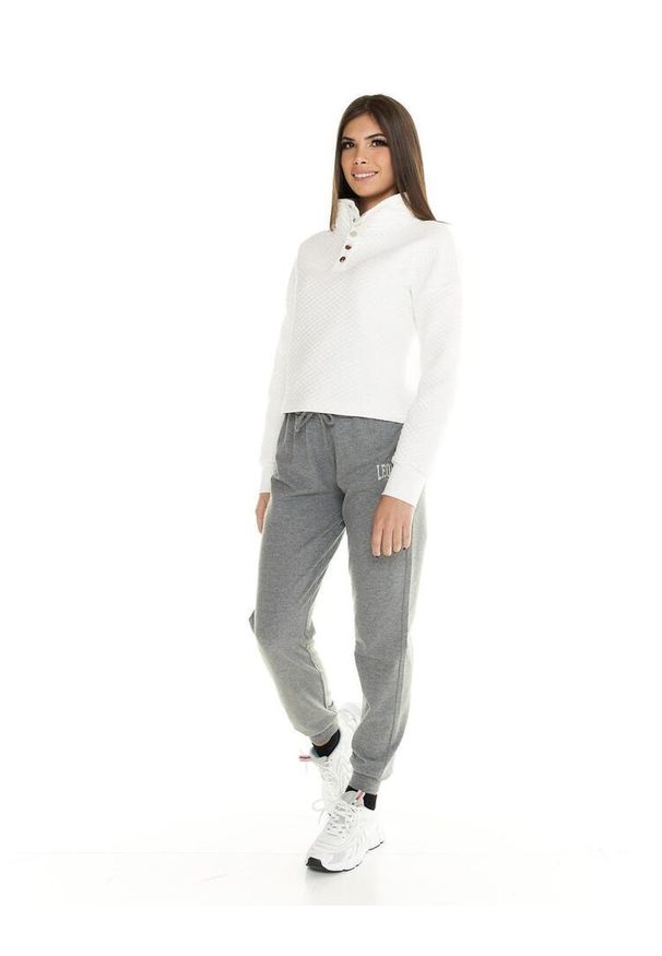 LEONE 1947 APPAREL - Damska, krótka pikowana bluza Leone Leisure. Kolor: biały. Materiał: tkanina. Długość: krótkie. Sport: fitness