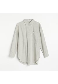 Reserved - Długa koszula z bawełny organicznej - Szary. Kolor: szary. Materiał: bawełna. Długość: długie #1