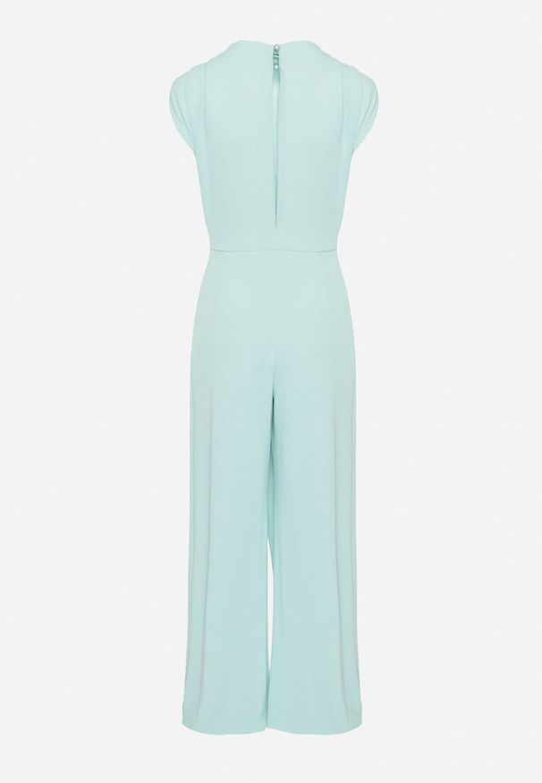 Born2be - Jasnozielony Kombinezon Bez Rękawów z Ozdobnym Marszczeniem Sepalene. Okazja: na co dzień. Kolor: zielony. Długość rękawa: bez rękawów. Sezon: wiosna, lato. Styl: elegancki, klasyczny, casual