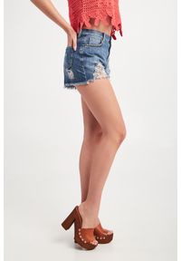 Blugirl Blumarine - Szorty damskie jeansowe BLUGIRL BLUMARINE. Materiał: jeans. Wzór: aplikacja