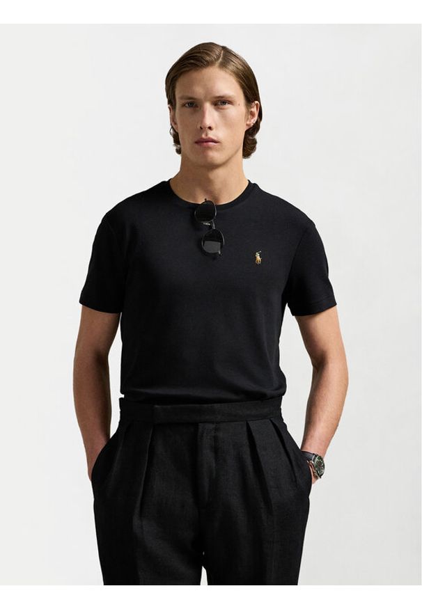 Polo Ralph Lauren T-Shirt 710740727 Czarny Slim Fit. Typ kołnierza: polo. Kolor: czarny. Materiał: bawełna